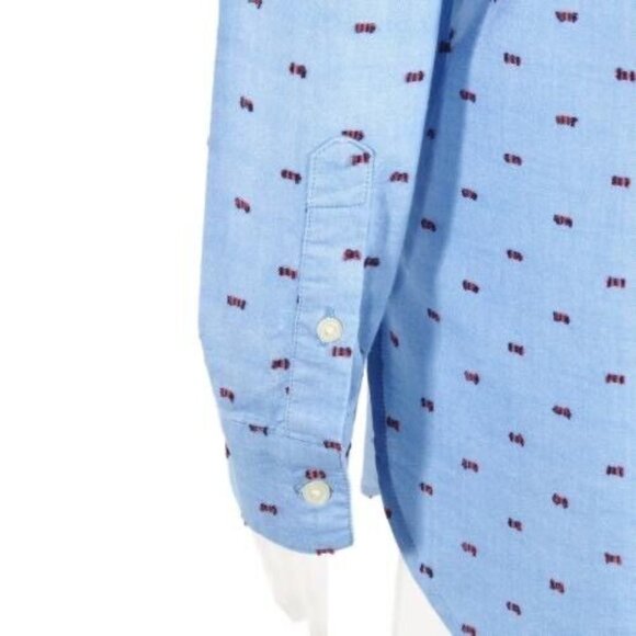 Gap  Womens Tunic Shirt Dress Size Small Oversized Long Sleeve Blue Red Flags - Picture 7 of 10